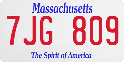 MA license plate 7JG809