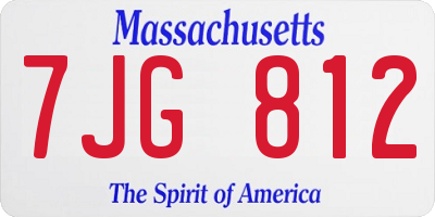MA license plate 7JG812