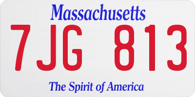 MA license plate 7JG813