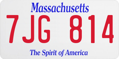 MA license plate 7JG814
