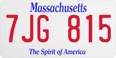MA license plate 7JG815