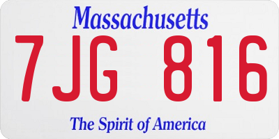 MA license plate 7JG816