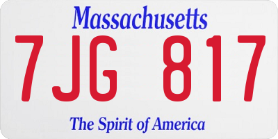 MA license plate 7JG817