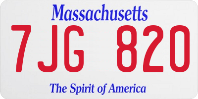 MA license plate 7JG820