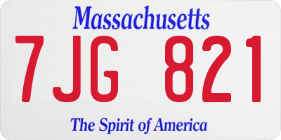 MA license plate 7JG821