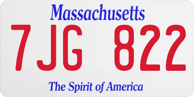 MA license plate 7JG822