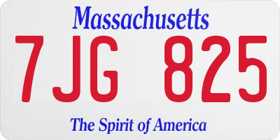 MA license plate 7JG825