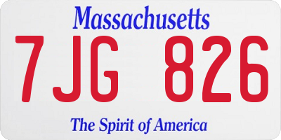 MA license plate 7JG826