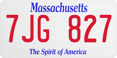 MA license plate 7JG827