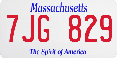 MA license plate 7JG829
