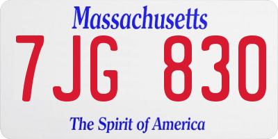 MA license plate 7JG830