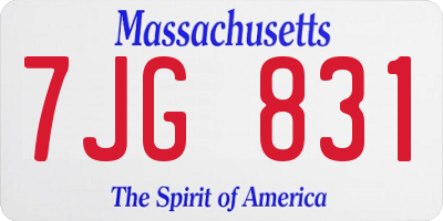 MA license plate 7JG831