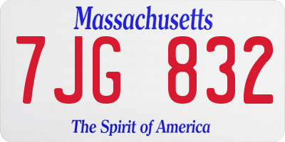 MA license plate 7JG832