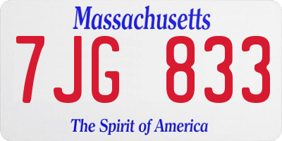 MA license plate 7JG833