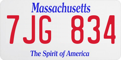 MA license plate 7JG834