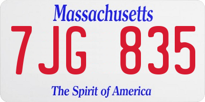MA license plate 7JG835