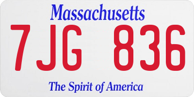 MA license plate 7JG836