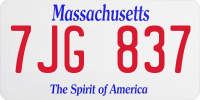 MA license plate 7JG837