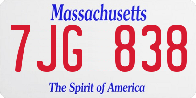 MA license plate 7JG838