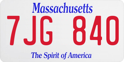 MA license plate 7JG840