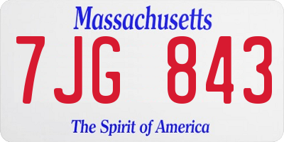 MA license plate 7JG843