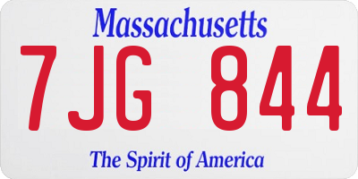 MA license plate 7JG844