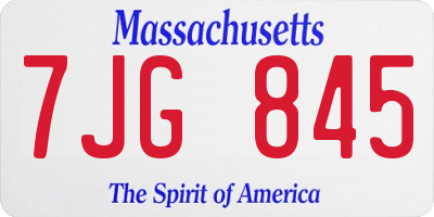 MA license plate 7JG845