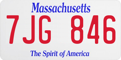 MA license plate 7JG846