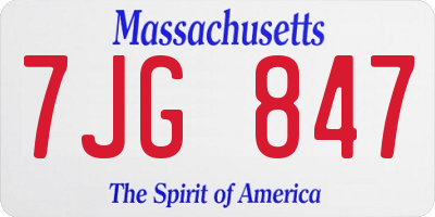 MA license plate 7JG847