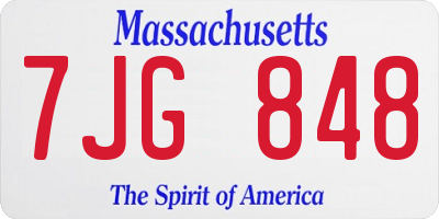 MA license plate 7JG848