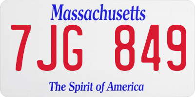 MA license plate 7JG849