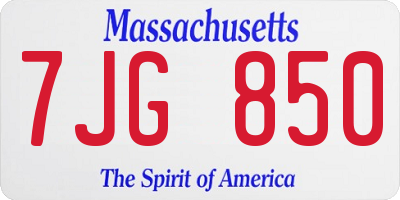 MA license plate 7JG850
