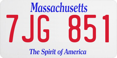 MA license plate 7JG851