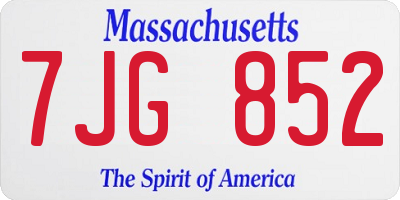 MA license plate 7JG852