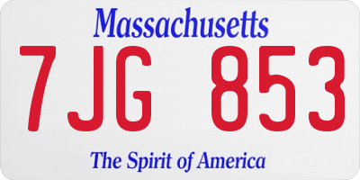 MA license plate 7JG853