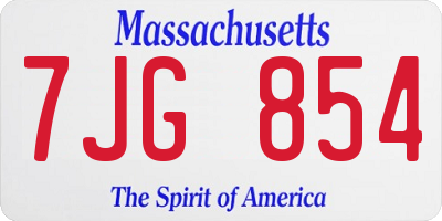 MA license plate 7JG854