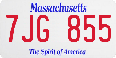 MA license plate 7JG855