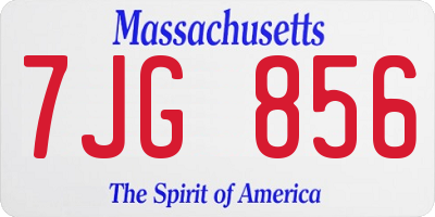 MA license plate 7JG856