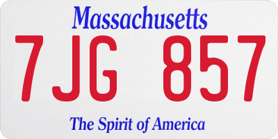 MA license plate 7JG857