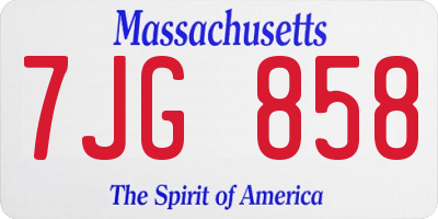 MA license plate 7JG858
