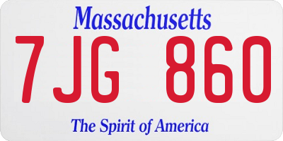 MA license plate 7JG860