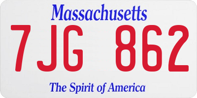 MA license plate 7JG862