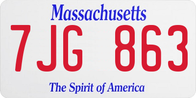 MA license plate 7JG863