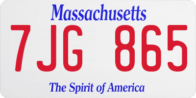 MA license plate 7JG865