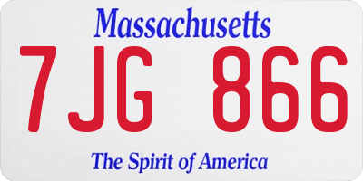 MA license plate 7JG866