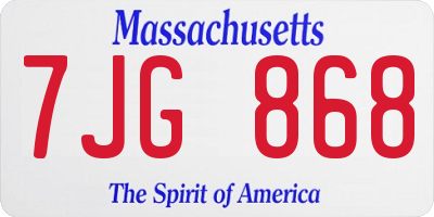 MA license plate 7JG868