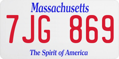 MA license plate 7JG869