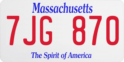 MA license plate 7JG870