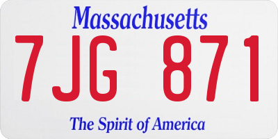 MA license plate 7JG871
