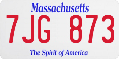 MA license plate 7JG873